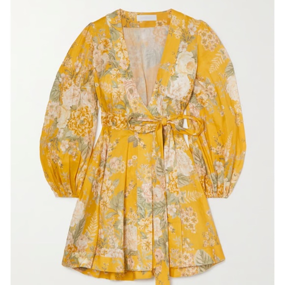 Zimmermann Dresses Zimmermann Amelie Floralprint Linen Mini Wrap